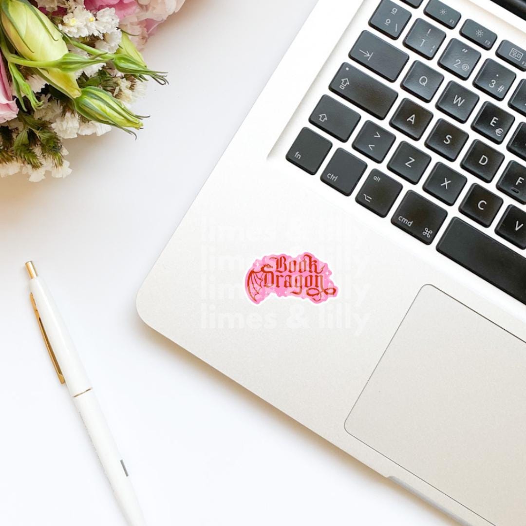 Book Dragon Pink Vinyl Sticker | Book Inspired | Bookish Stickers | Kindle | Laptop | Decal | Romantasy Book Merch