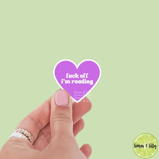 Fuck Off I’m Reading Purple Heart Sticker | Kindle Stickers | Bookish Stickers | Water Bottle Sticker | Funny Sticker | Snarky Stickers