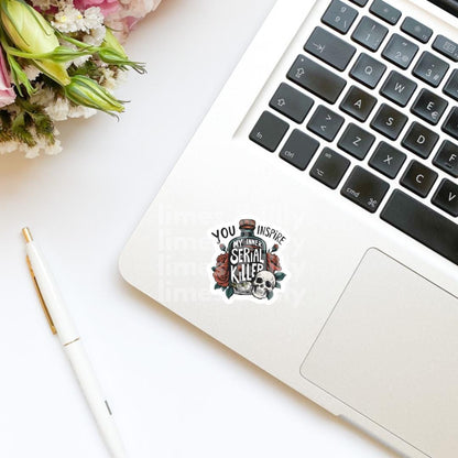 You Inspire My Inner Serial Killer Skull Potion Bottle Vinyl Sticker | Bookish Stickers | Kindle Stickers | Mental Health