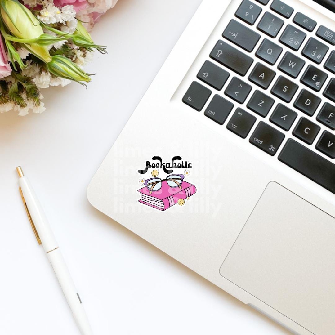 Bookaholic Book Stack Glasses Vinyl Sticker | Book Sticker | Bookish Stickers | Kindle Stickers | Book Lover