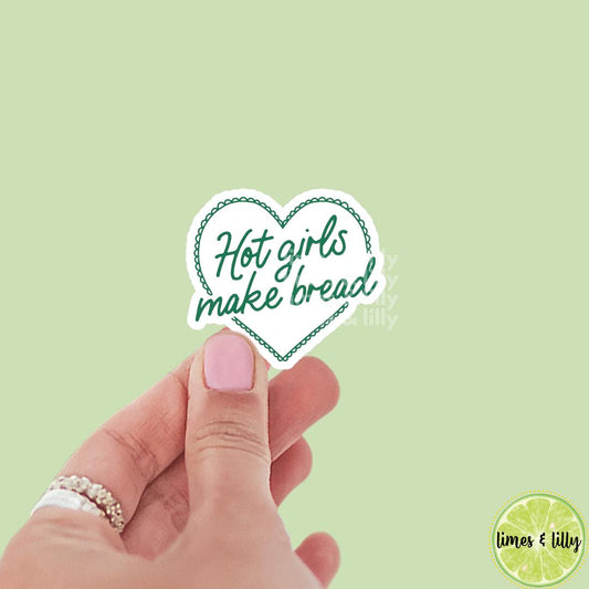 Hot Girls Make Bread Coquette Scalloped Heart Vinyl Sticker | Bookish Stickers | Bookish Gifts | Book Lover | Sticker Lover | Kindle Sticker