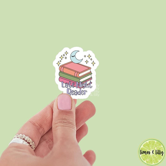 Late Night Reader Book Stack Vinyl Sticker | Book Stickers | Kindle Stickers | Bookish Stickers | Gift for Book Lover | Trendy Stickers