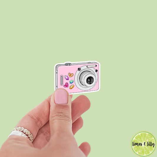 Pink Camera Vinyl Sticker | Kindle Stickers | Y2K | 2000s | Retro | Water Bottle Stickers | Millennials | Nostalgia |