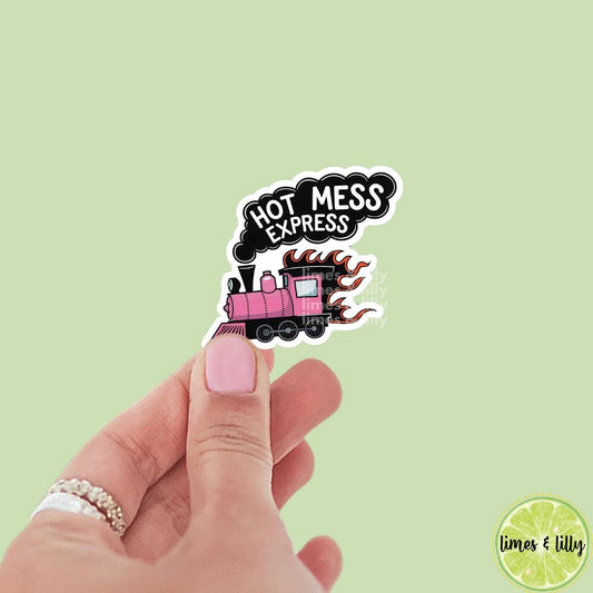 Hot Mess Express Train Vinyl Sticker | Kinde Stickers | Funny Stickers | Cute Stickers | Water Bottle Stickers