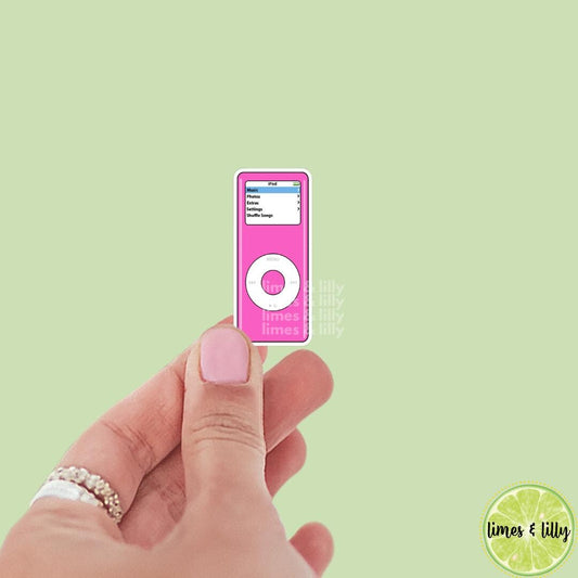 iPod Nano MP3 Player Old School Pink Vinyl Sticker | Kindle Stickers | Y2K | 2000s | Retro | Millennials | Nostalgia |