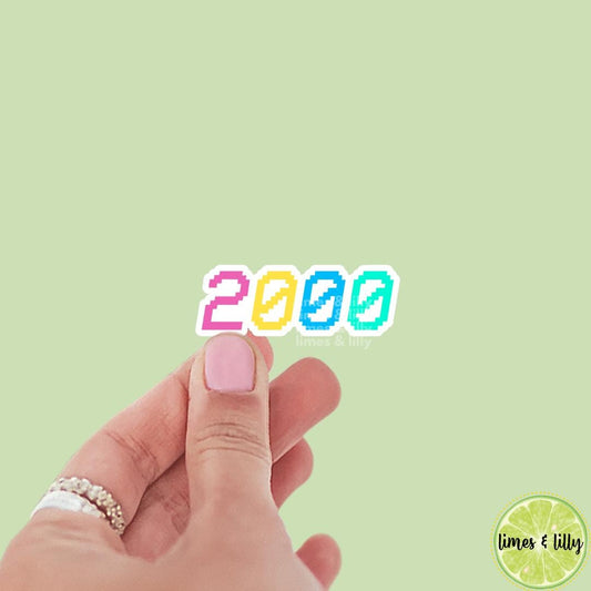 2000 Old School Neon Font Vinyl Sticker | Kindle Stickers | Y2K | 2000s | Retro | Water Bottle Stickers | Millennials | Nostalgia |