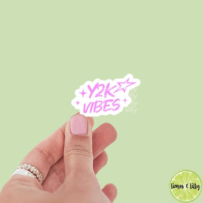Y2K Vibes Neon Font Vinyl Sticker | Kindle Stickers | Y2K | 2000s | Retro | Water Bottle Stickers | Millennials | Nostalgia |