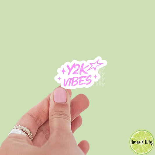 Y2K Vibes Neon Font Vinyl Sticker | Kindle Stickers | Y2K | 2000s | Retro | Water Bottle Stickers | Millennials | Nostalgia |