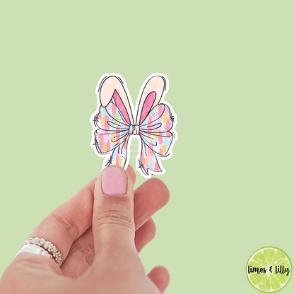 Coquette Easter Bunny Ears Cute Bow Vinyl Sticker | Trendy Stickers | Bookish Sticker | Kindle Stickers | Water Bottle Sticker |