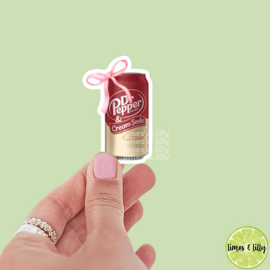 Cream Soda Can Coquette Bow Sticker | Soda Sticker | Girly Sticker | Kindle Sticker | Bookish Stickers | Trendy Stickers |