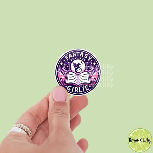 Fantasy Girlie Dragon Book Vinyl Sticker | Book Sticker | Water Bottle Sticker | Bookish Stickers | Kindle Stickers | Book Lover | Romantasy
