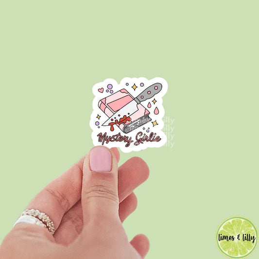 Mystery Girlie Book Lover Book Vinyl Sticker| Bookish Stickers | Kindle Stickers | Laptop Sticker | Water Bottle Sticker