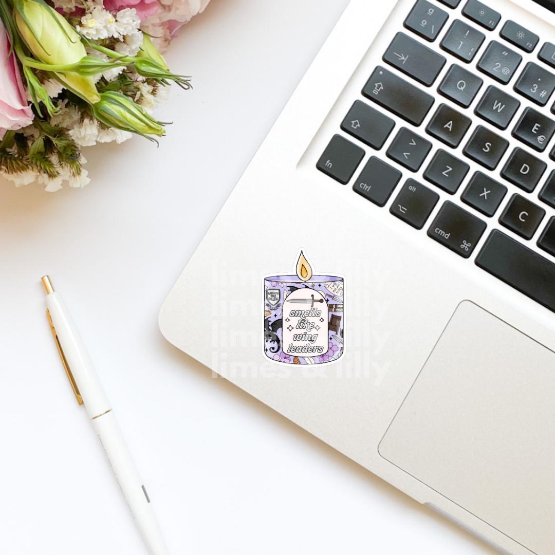 Smells Like Wing Leaders Candle Vinyl Sticker | Water Bottle Sticker | Bookish Stickers | Kindle Stickers | Book Lover | Romantasy