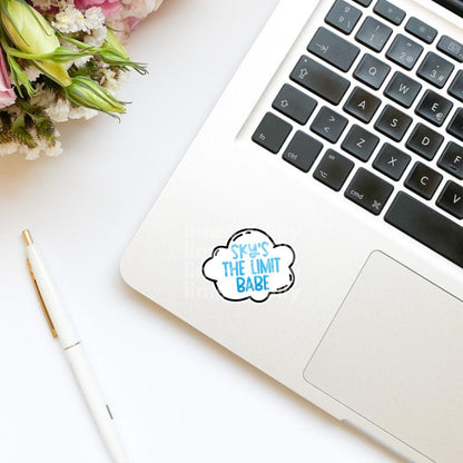 Sky’s the Limit Babe Cloud Vinyl Sticker | Smiley Face Sticker | Kindle Stickers | Bookish Stickers | Cute Stickers | Trendy Stickers