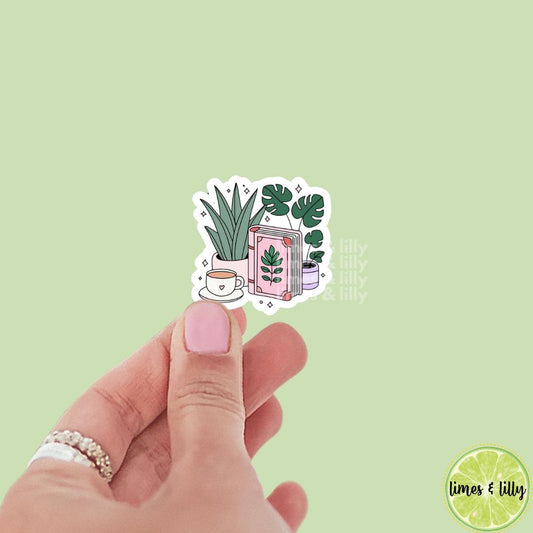 Books, Plants, and Coffee Vinyl Sticker | Bookish Stickers | Kindle Stickers | Sticker Quote | Plant Lover | Book Lover