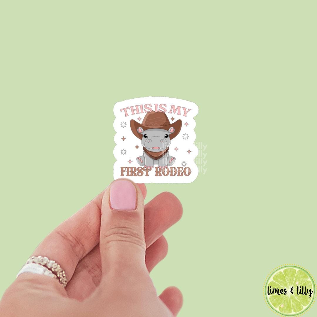 This is My First Rodeo Hippo Vinyl Sticker | Animal Stickers | Cowboy Stickers | Cowgirl | Cute Stickers | Kindle Stickers |