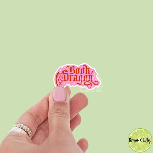 Book Dragon Pink Vinyl Sticker | Book Inspired | Bookish Stickers | Kindle | Laptop | Decal | Romantasy Book Merch