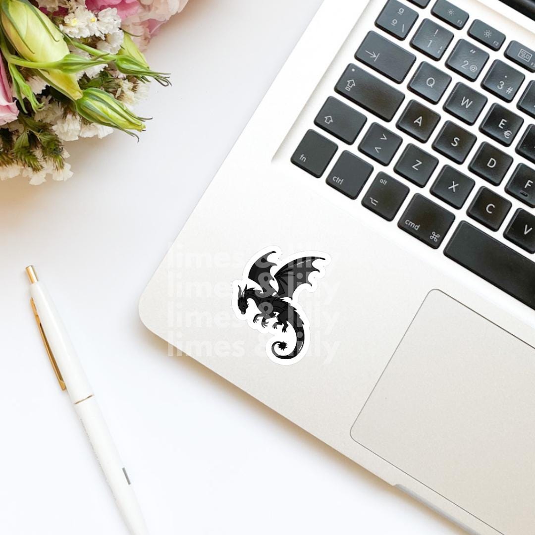Black Flying Dragon Vinyl Sticker | Book Inspired | Bookish Stickers | Kindle Stickers | Laptop | Decal | Romantasy Book Merch