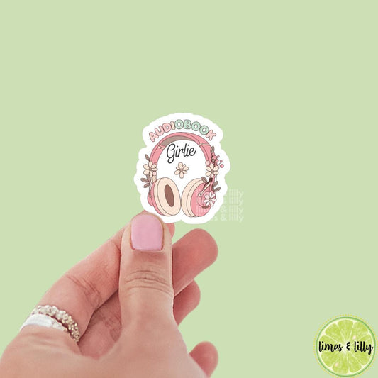 Audiobook Girlie Floral Headphones Vinyl Sticker | Audio Books | Book Sticker | Bookish Stickers | Kindle Stickers | Book Lover