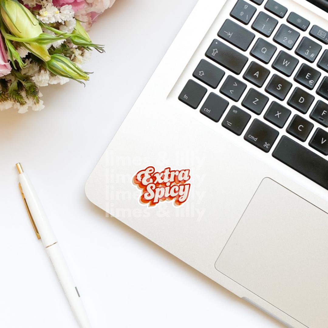 Extra Spicy Retro Font Vinyl Sticker | Kindle Stickers | Bookish Stickers | Smutty Stickers | Gift for Book Lover | Romance Stickers