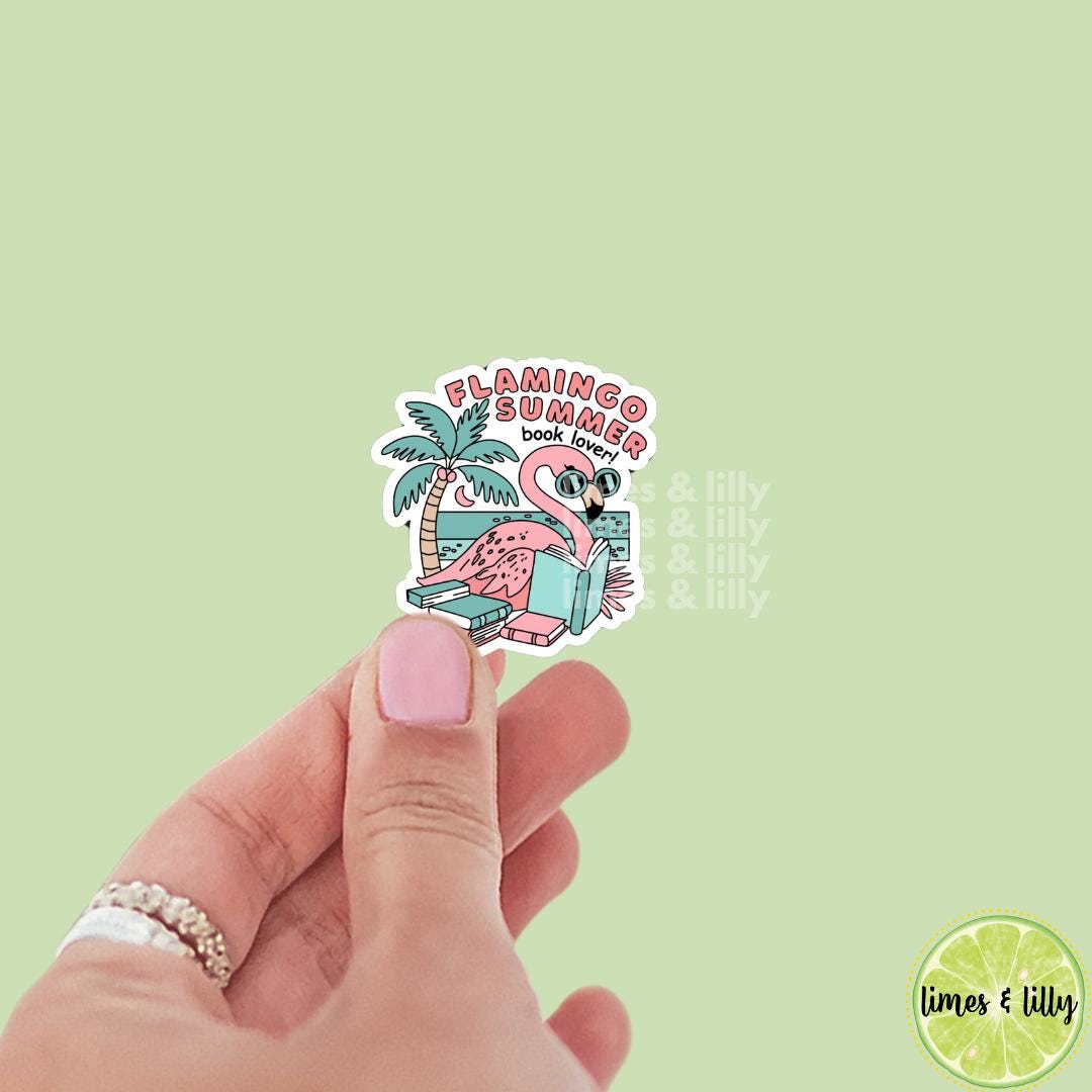 Flamingo Summer Book Lover Vinyl Sticker | Pool Water Bottle Sticker | Bookish Stickers | Kindle Stickers | Book Lover | Summer Stickers