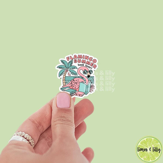Flamingo Summer Book Lover Vinyl Sticker | Pool Water Bottle Sticker | Bookish Stickers | Kindle Stickers | Book Lover | Summer Stickers