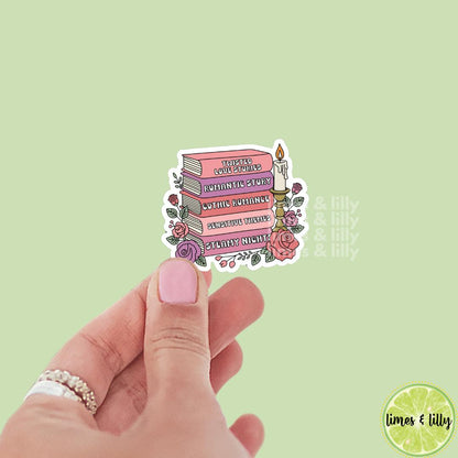 Twisted Love Stories Pink Book Stack Sticker | Book Sticker | Bookish Stickers | Kindle Stickers | Book Lover | Romance Tropes