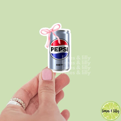 Diet Cola Soda Can Coquette Bow Vinyl Sticker | Soda Sticker | Girly Sticker | Kindle Stickers | Trendy Stickers |