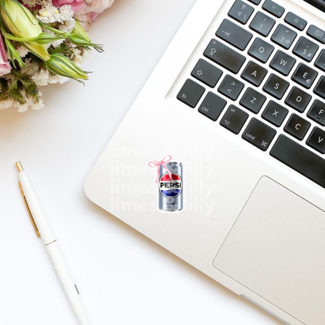 Diet Cola Soda Can Coquette Bow Vinyl Sticker | Soda Sticker | Girly Sticker | Kindle Stickers | Trendy Stickers |