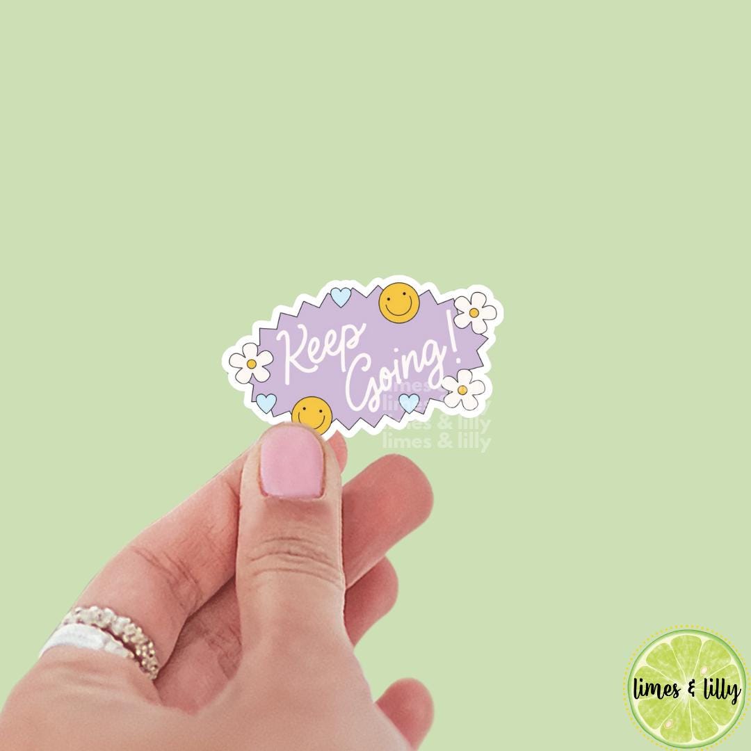 Keep Going Smily Faces Vinyl Sticker | Positivity Affirmation Sticker | Kindle Stickers | Quote Sticker | Trendy Stickers | Cute Stickers