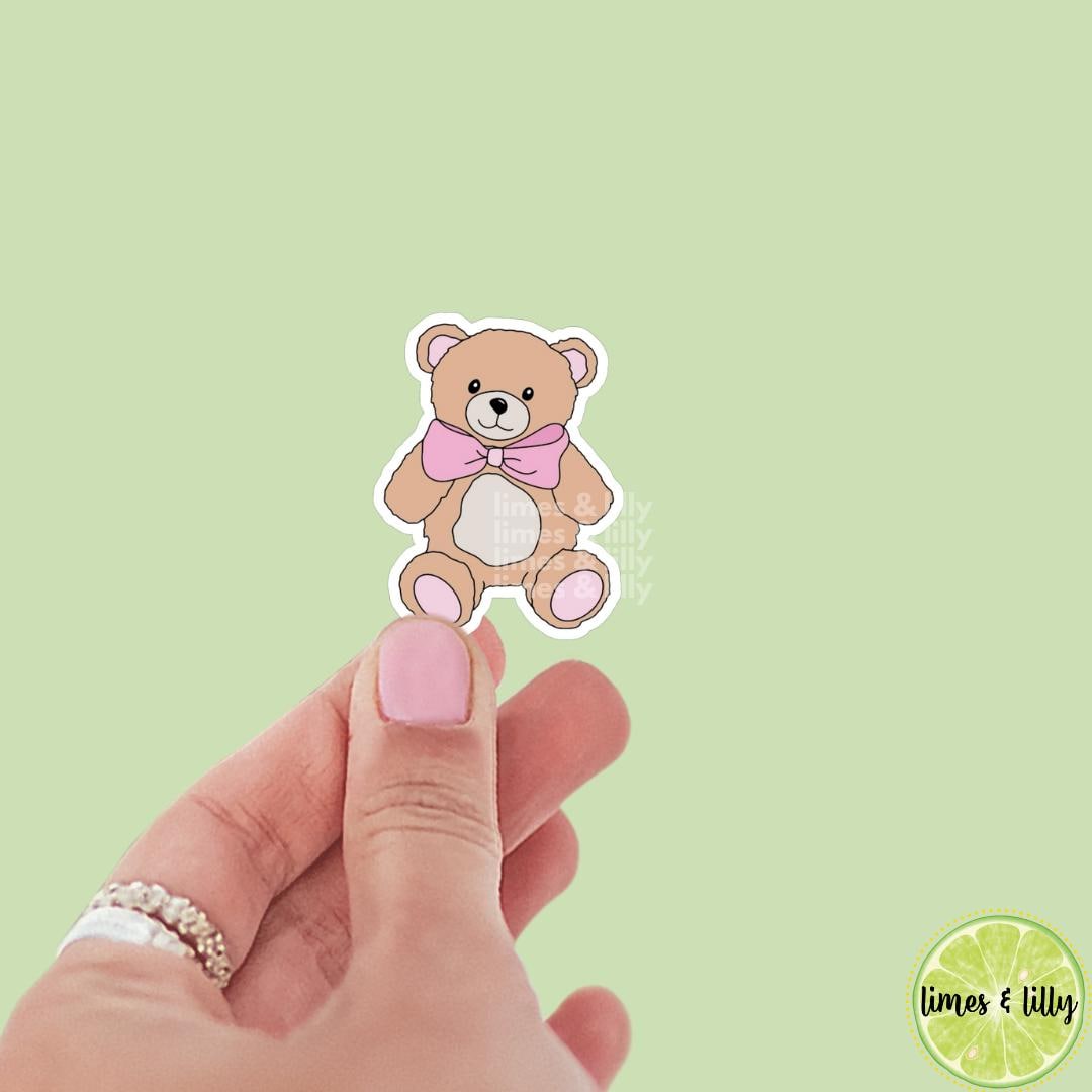 Cute Teddy Bear Coquette Bow Vinyl Sticker | Book Sticker | Girly | Bookish Stickers | Kindle Stickers | Funny | Cute Stickers