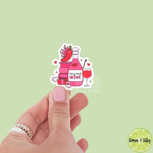 Spicy Book Wine Book Stack Vinyl Sticker | Kindle Stickers | Bookish Stickers | Trendy Stickers