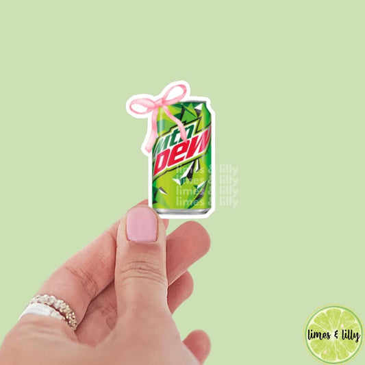 Mtn Dew Soda Can Coquette Bow Sticker | Soda Sticker | Girly Sticker | Kindle Sticker | Bookish Stickers | Trendy Stickers |