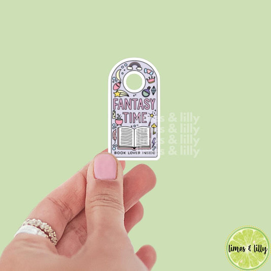 Fantasy Time Book Lover Inside Door Hanger Vinyl Sticker | Trendy Stickers | Bookish Stickers | Kindle Stickers | Cute Stickers