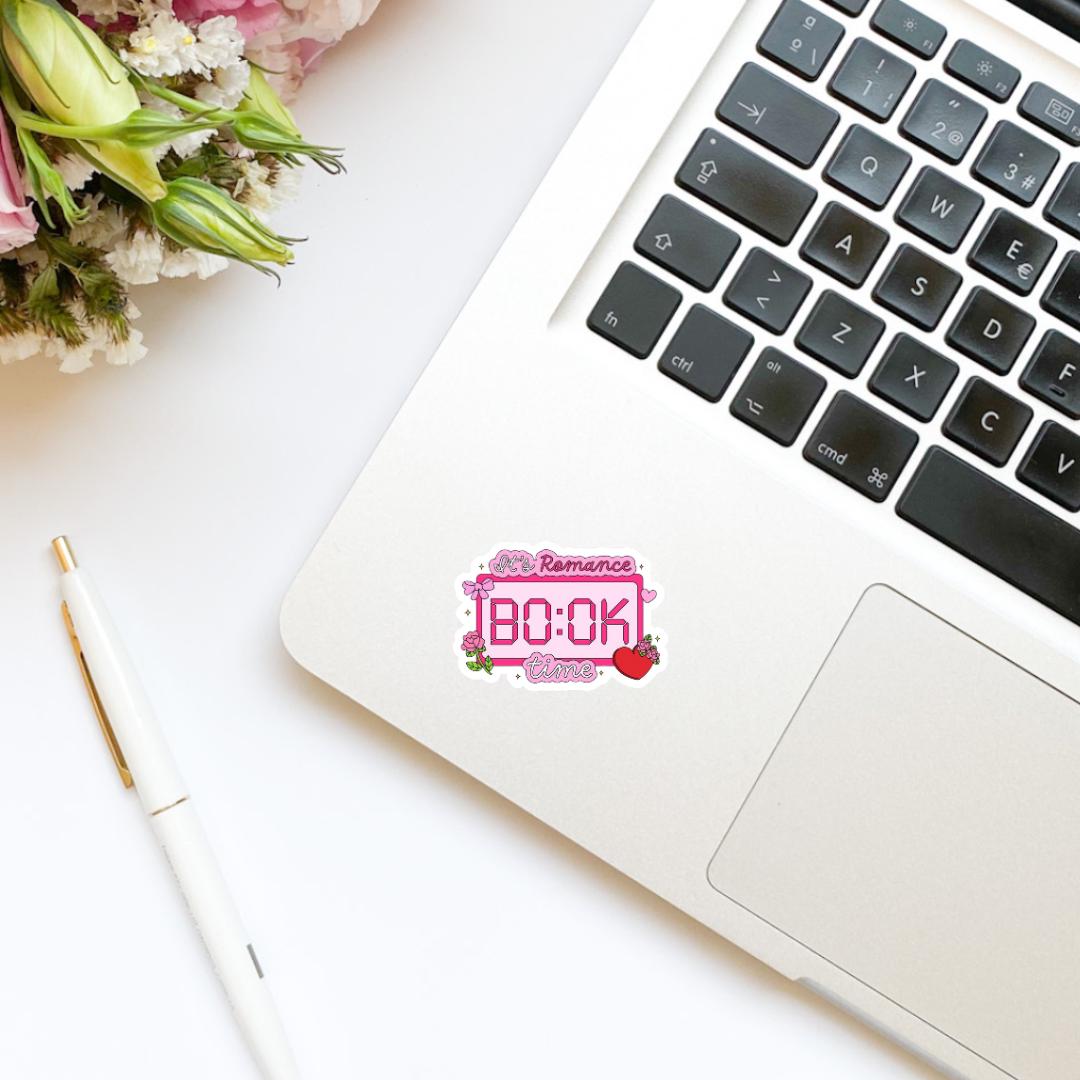 It's Romance Book Time Clock Vinyl Sticker | Kindle Stickers | Bookish Stickers | Trendy Stickers