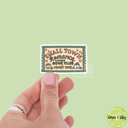 Small Town Romance Book Club Admit One Ticket Vinyl Sticker | Romance Tropes | Bookish stickers | kindle stickers | water bottle stickers |