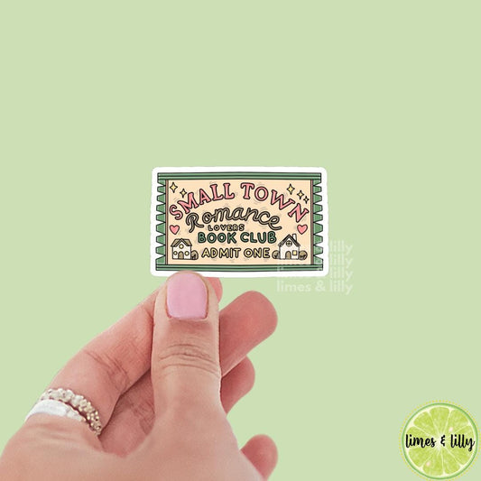 Small Town Romance Book Club Admit One Ticket Vinyl Sticker | Romance Tropes | Bookish stickers | kindle stickers | water bottle stickers |