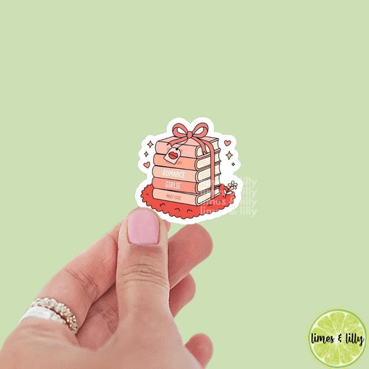 Romance Girlie Coquette Bow Book Stack Vinyl Sticker | Book Sticker | Bookish Stickers | Kindle Stickers | Book Lover | Trendy Stickers