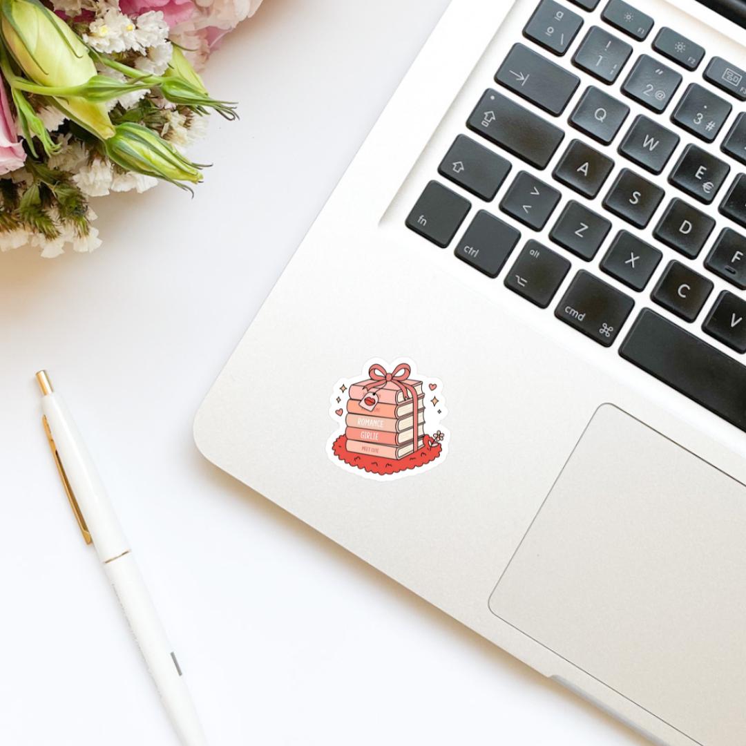 Romance Girlie Coquette Bow Book Stack Vinyl Sticker | Book Sticker | Bookish Stickers | Kindle Stickers | Book Lover | Trendy Stickers