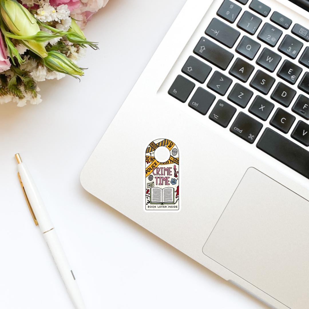 True Crime Book Lover Inside Door Hanger Vinyl Sticker | Kindle Stickers | Bookish Stickers | Trendy Stickers
