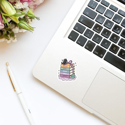 Fantasy Girlie Dragon Book Stack Vinyl Sticker | Book Sticker | Water Bottle Sticker | Bookish Stickers | Kindle Stickers | Romantasy