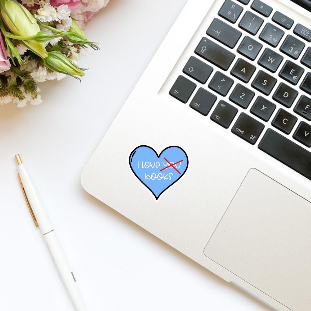 I Love Books Blue Heart Vinyl Sticker | Kindle Stickers | Bookish Stickers | Bookish Sticker | Sticker Quote