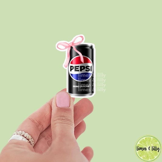 Cola Zero Can Coquette Bow Vinyl Sticker | Soda Sticker | Girly Sticker | Kindle Stickers | Bookish Stickers | Trendy Stickers |