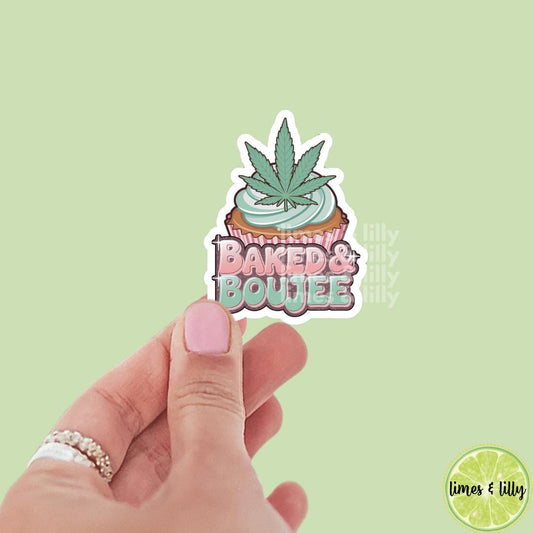 Baked & Boojee Cupcake Weed Cake Vinyl Sticker | Kindle stickers | marijuana | 420 | laptop | weed smoker | cannibis