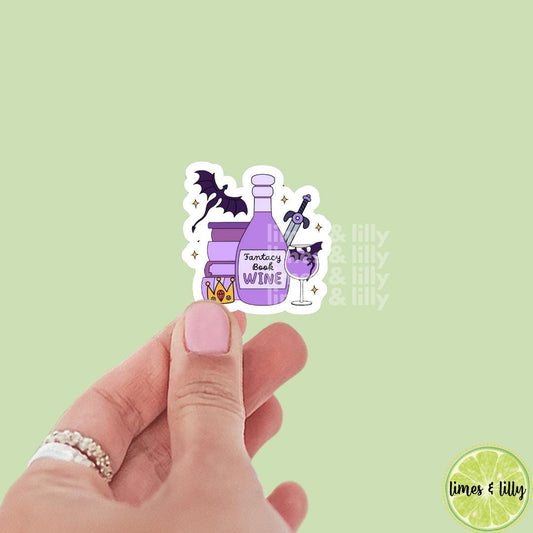 Fantasy Book Wine Book Stack Vinyl Sticker | Kindle Stickers | Bookish Stickers | Trendy Stickers