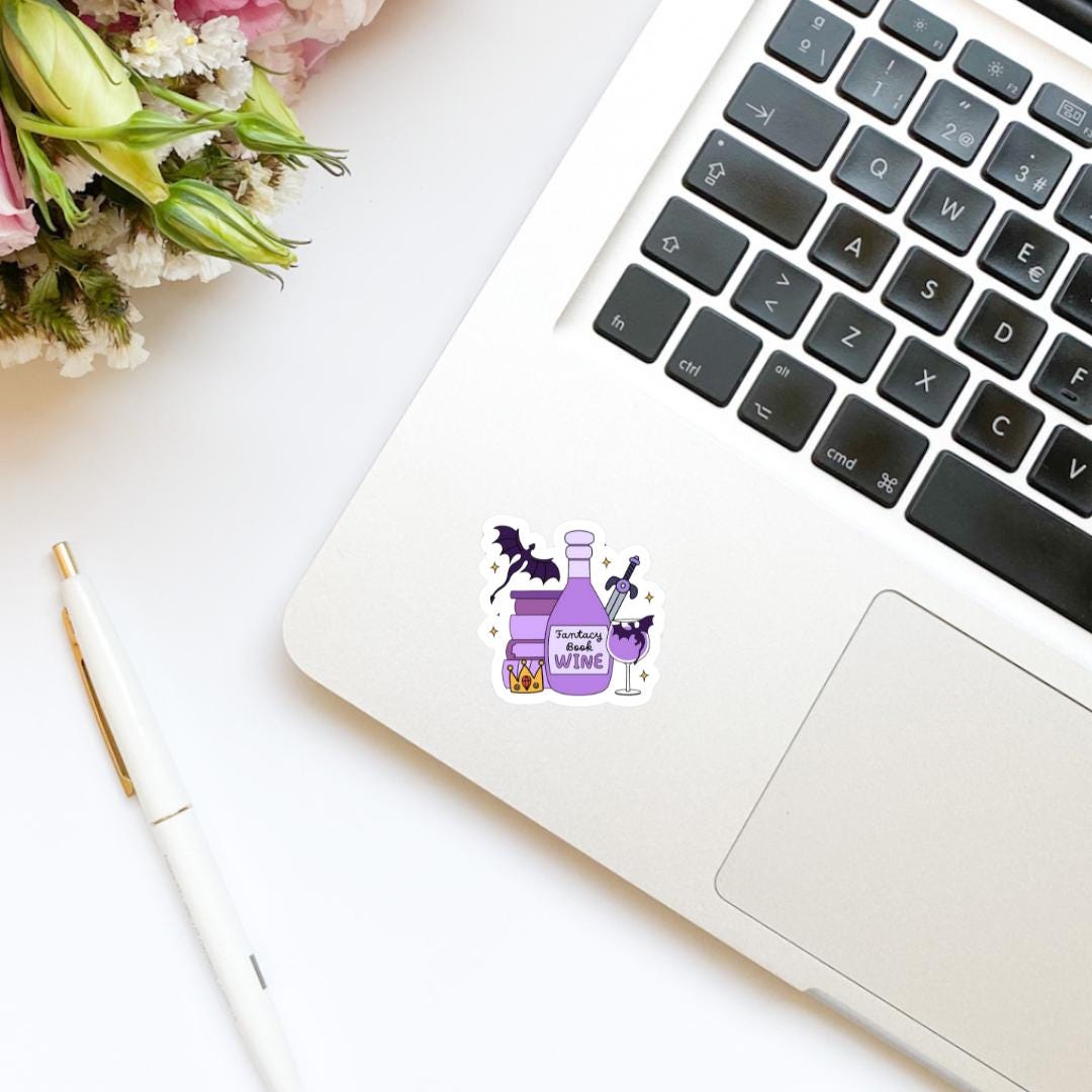 Fantasy Book Wine Book Stack Vinyl Sticker | Kindle Stickers | Bookish Stickers | Trendy Stickers
