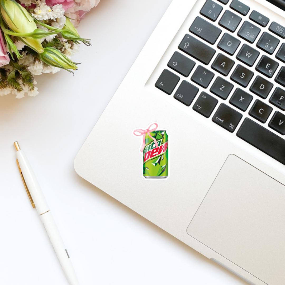 Mtn Dew Soda Can Coquette Bow Sticker | Soda Sticker | Girly Sticker | Kindle Sticker | Bookish Stickers | Trendy Stickers |