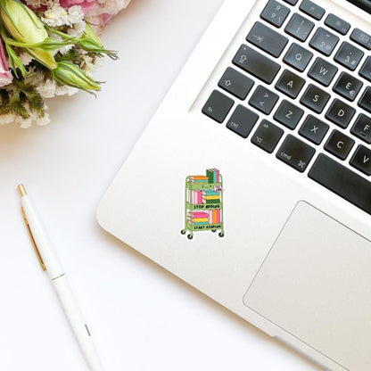 Stop Adding Start Reading Books on Book Cart Vinyl Sticker | Bookish Stickers | Bookish Gifts | Book Lover | Kindle Stickers | Sticker Lover