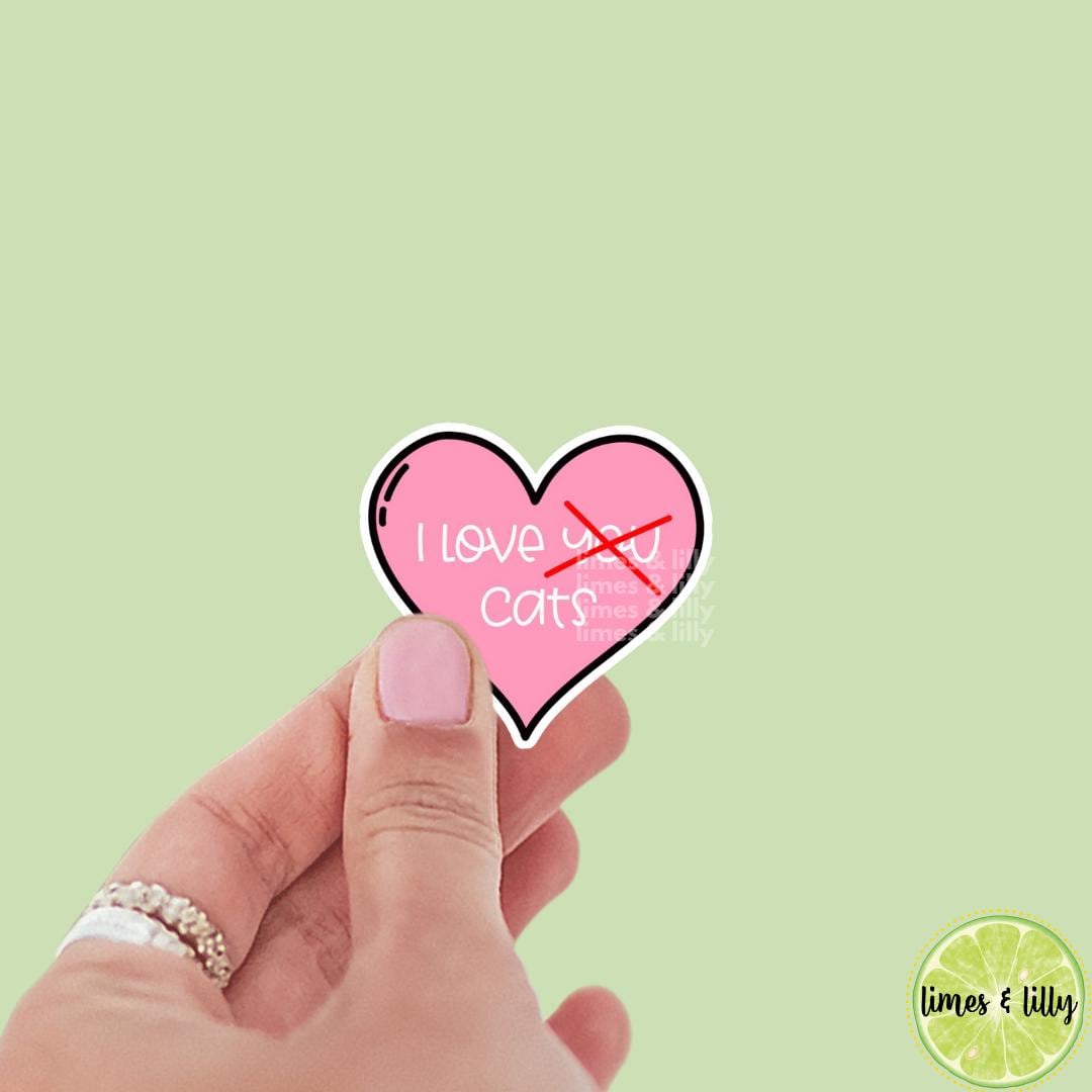 I Love Cats Heart Vinyl Sticker | Kindle Stickers | Sticker Quote | Cat Lover | Trendy Stickers