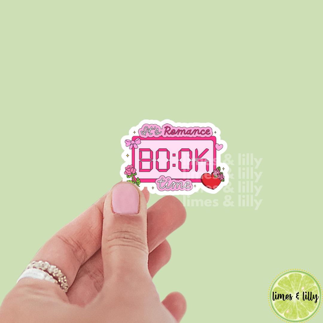 It's Romance Book Time Clock Vinyl Sticker | Kindle Stickers | Bookish Stickers | Trendy Stickers